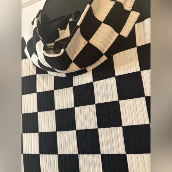 new Dressed in Lala Gigi Sleeveless Ribbed Playsuit in Black + White Check - Picture 9 of 9